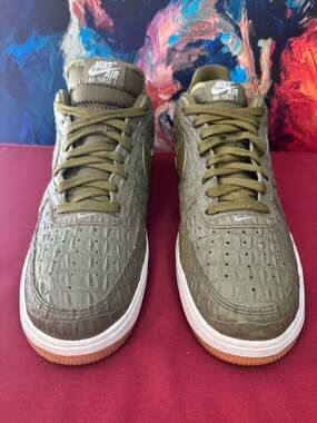 No.12 Nike Air Force 1 Low 07 LV8 Militia Green Croc Leather Sneakers